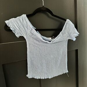 Blue off the shoulder crop top!